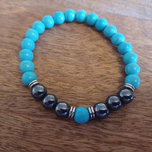 Turquoise and Hematite stretch Bracelet